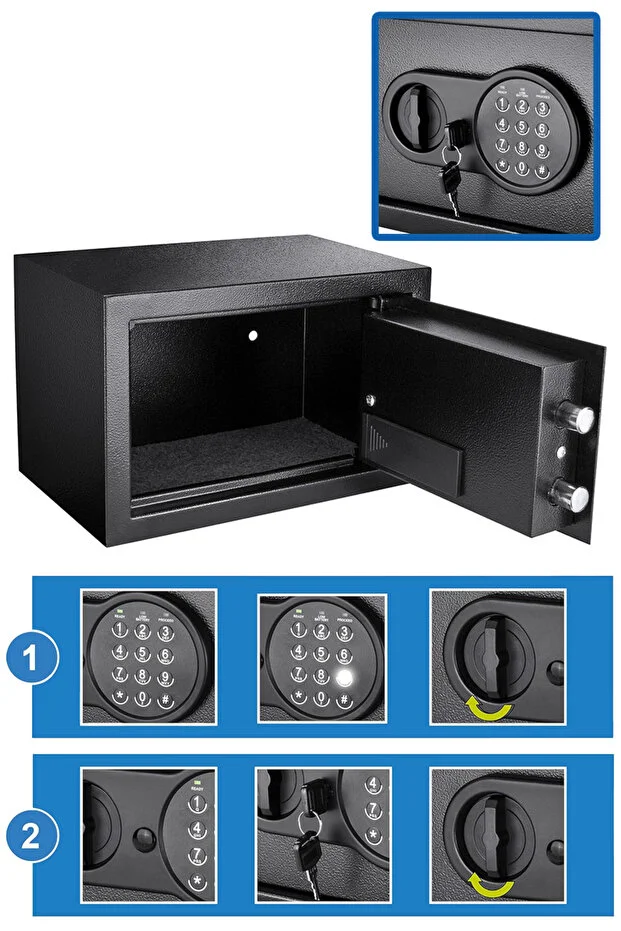 Yüksek Kaliteli Ev Tipi Çelik Para Kasası 20x31x20 Cm